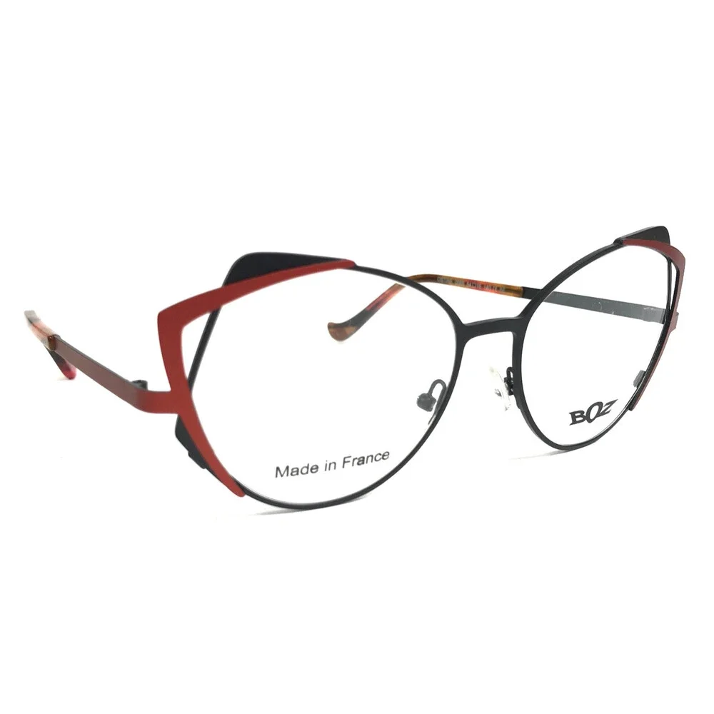 BOZ Eyeglasses Frames OSTINE 0068 Black Red Matte Cat Eye Full Rim 54-16-140